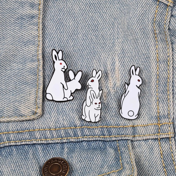 Set of 2 Matching Funny Bunny Sex Bulk Enamel Pins - Picture 2 of 11
